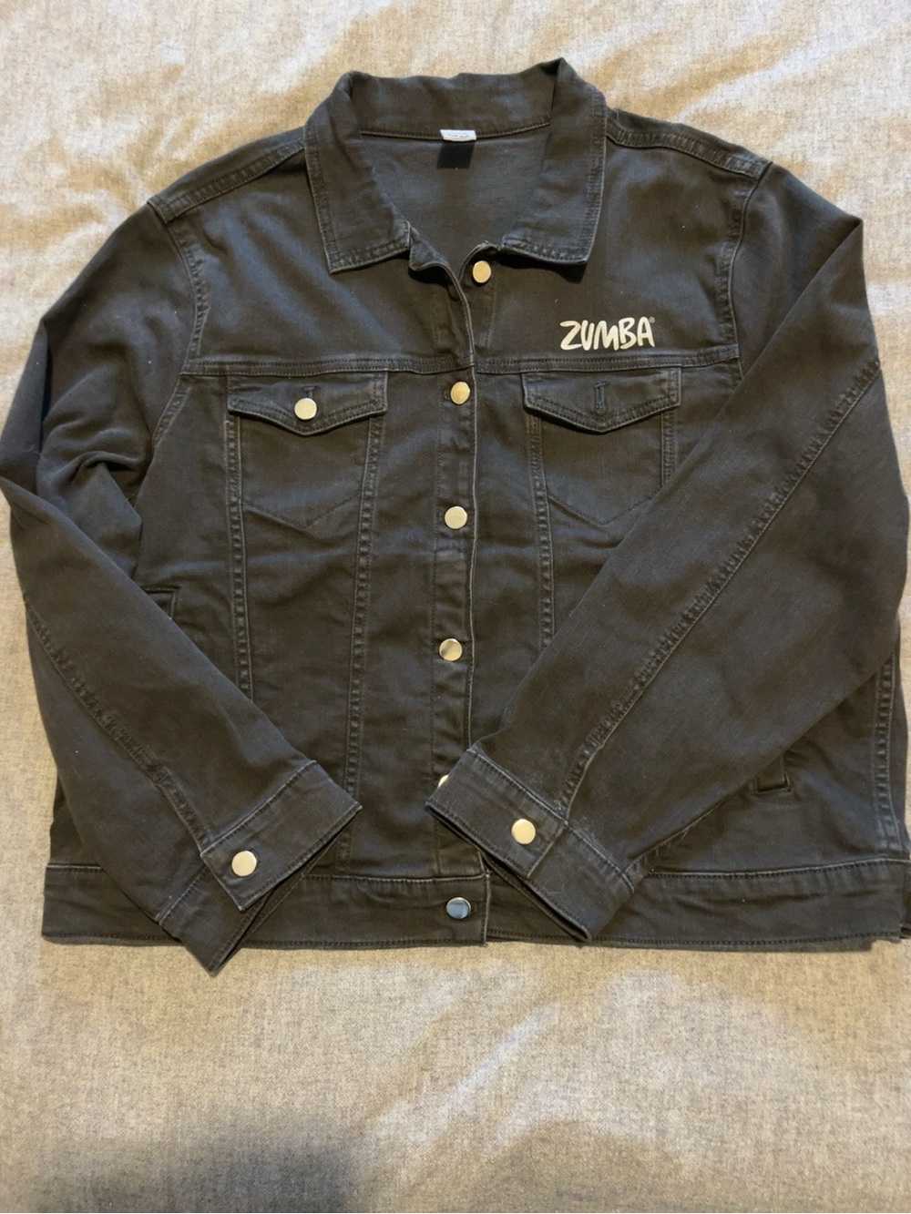 Zumba Wear XXLovely XXL Black Rhinestone Denim Jacket Rare Bling